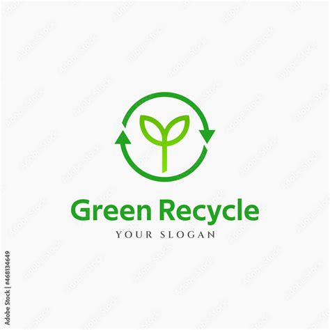 Green Recycle Logo Design Recycling Symbol With Plant Seed For Re