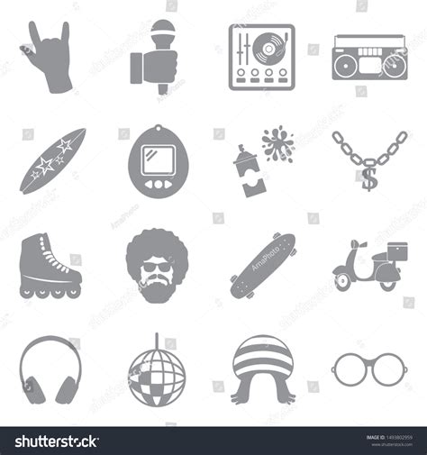 Pop Culture Icons Gray Flat Design Stock Vector (Royalty Free ...