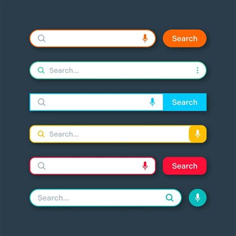 Plantillas de barra de búsqueda coloridas motor de navegador de