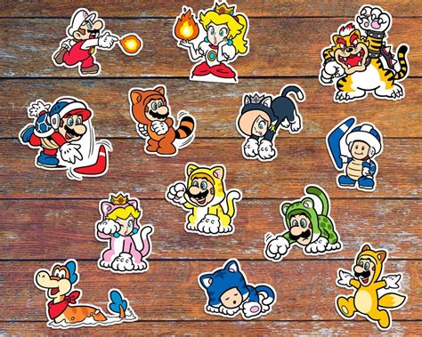 Set Of 13 Super Mario Sticker Pack Power Up Characters Vinyl Etsy