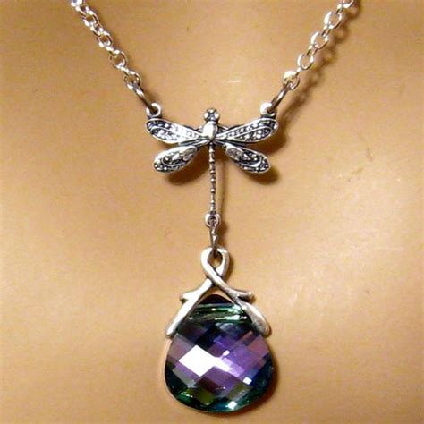 Purple Dragonfly Necklace Swarovski Dragonfly Pendant Etsy