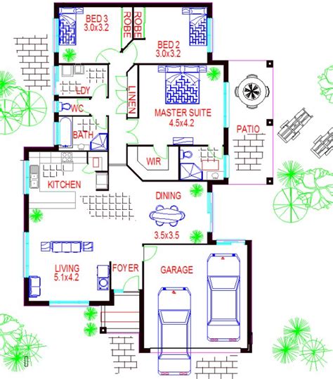 Topmost Double Garage Modern 3 Bedroom House Plans With Garage Happy ...