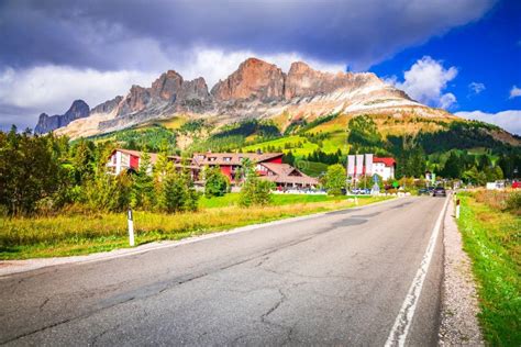 Carezza Italy Bolzano Region Scenery With Cima Roda Di Vael