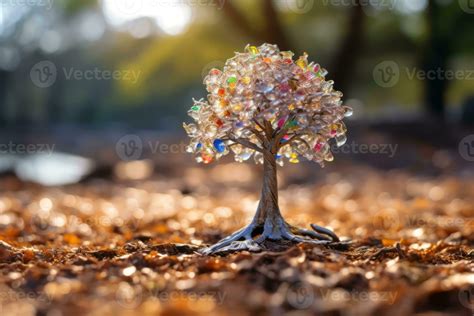 A Visually Striking Image Of A Tree Plastic Waste Symbolizing The