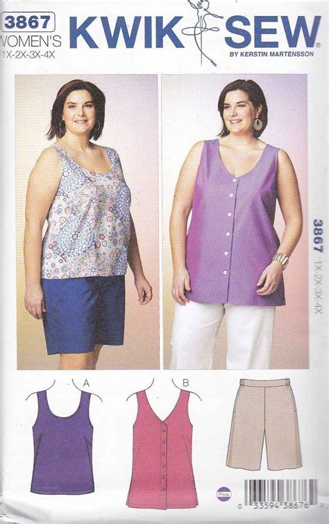 Kwik Sew Sewing Pattern 3867 Women S Plus Size 1X 4X Approx 22W 32W