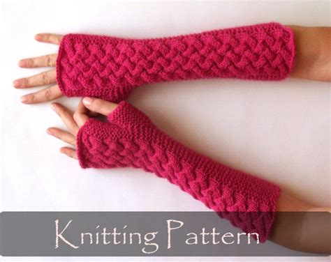 Knitting Pattern Cable Fingerless Gloves Knit Pattern Arm Etsy