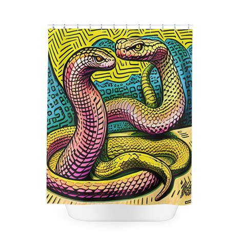 Colorful Snakes Shower Curtain AI Art Design Print Modern Bathroom