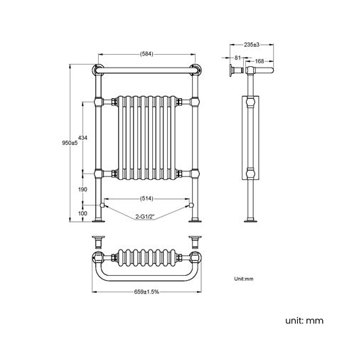 Gibraltar Large Brass Heated Towel Radiator Valves Mm