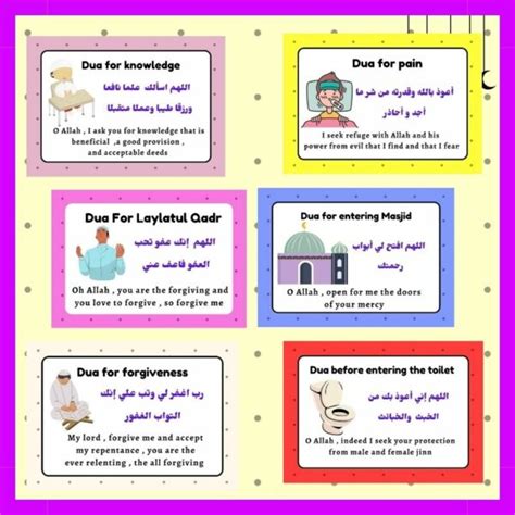 Ramadan Daily Duas Flash Cards Islamic Dua Dzikr Cards Arabic Duas