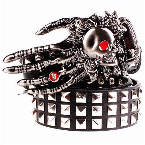 Fashion Mens Leather Belt Punk Belt Skull Ghost Claw Heavy Metal Wide