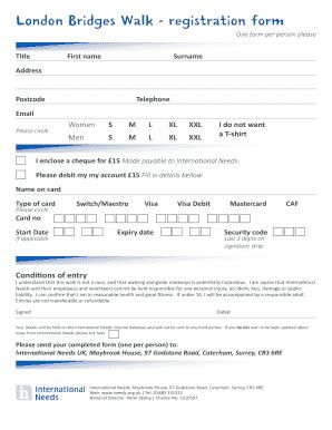 Fillable Online Ineeds Org London Bridges Walk Registration Form