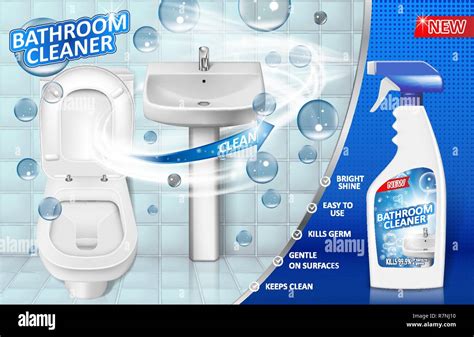 Bathroom Cleaners Ad Poster Spray Bottle Mockup With Liquid Soap