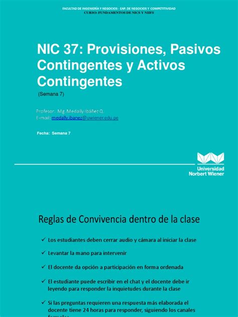 Semana 7 Nic 37 Provisiones Pasivos Y Activos Contingentes Pdf