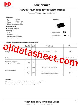 Smf Datasheet Pdf Jiangsu High Diode Semiconductor Co Ltd