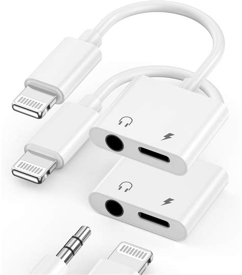 Iphone Headphone Adapter And Splitter [apple Mfi Certified] 2 In 1 Dual Lightning