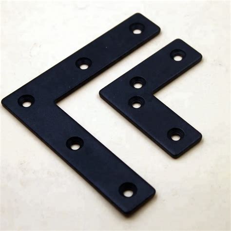 Custom Galvanized Steel L Shaped Metal Bracket Powder Coated Black