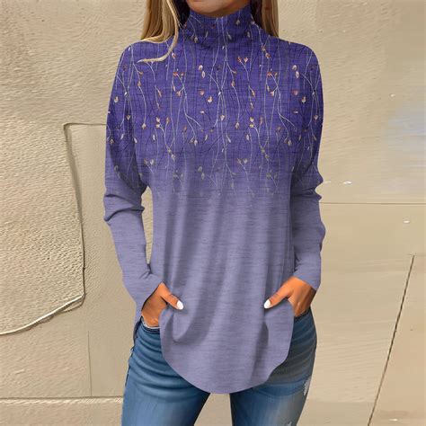 Dengdeng Workout Long Sleeve Tops For Women Dressy Floral Shirts Loose