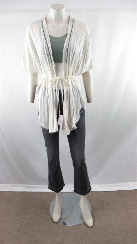 Nwt Lost Wander Women S Ivory Front Tie Kimono Size M Os Ebay