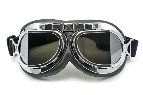 Vintage Style Motorcycle Bike Scooter Aviator Cruiser Silver Goggles In Motorcycle Glasses From