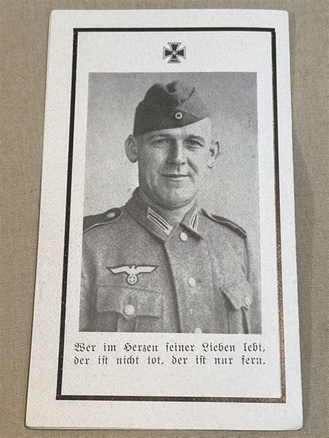 Bunker Militaria Original Wwii German Remembrance Card Obergefreiter