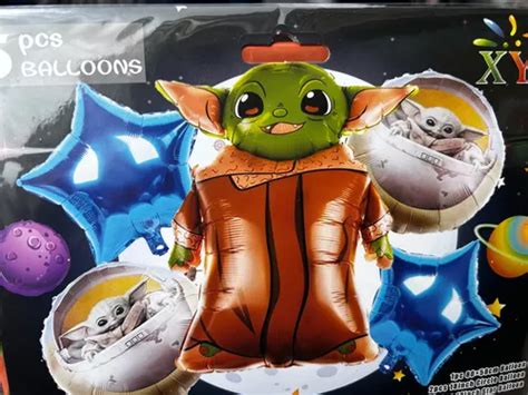 Set De Globos Metalizados De Star Wars Bebe Yoda Mandalorian Cuotas