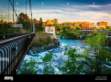 Bridge over the Spokane River in downtown Spokane, Washington Stock