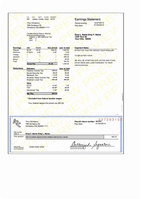 Pay Stub Template For Truck Driver