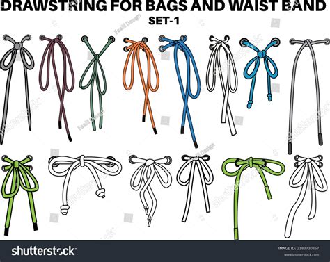 Drawstring Cord Flat Sketch Vector Illustrator Stock Vector Royalty