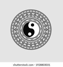 Yin Yang Mandala Graphic Trendy Design Stock Vector Royalty Free