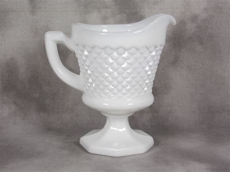 Westmoreland Glass English Hobnail White Milk Glass Footed Creamer With Hex Base Line 555 Eh24