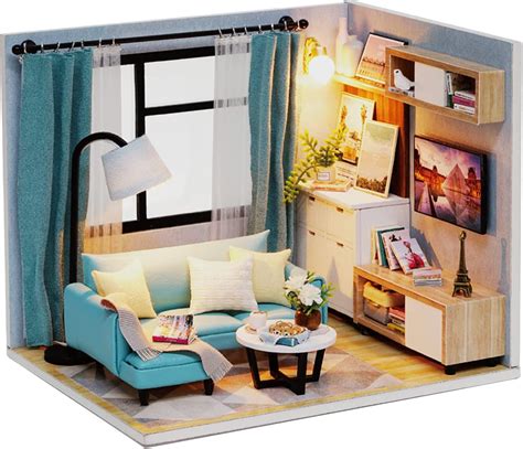 Cuteroom Diy Miniature Dollhouse Kit With Furniture Wooden Doll House