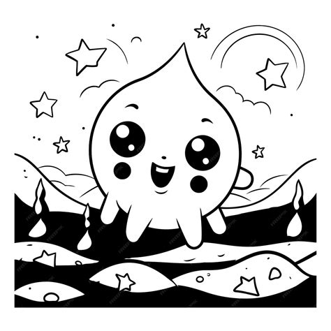 Premium Vector Black And White Cartoon Illustration Of Cute Water