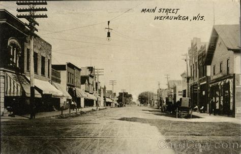 Main Street Weyauwega Wi Postcard