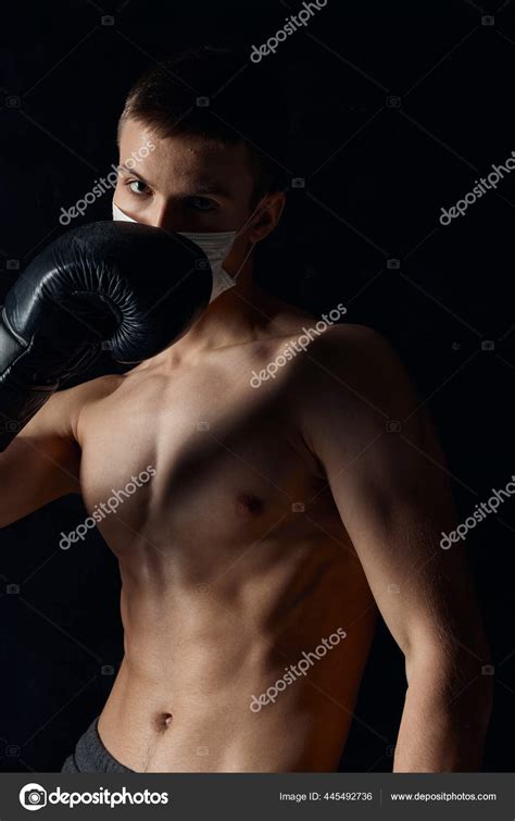 Boxer Luva Nu Torso Muscular Aptid O Preto Fundo Circuncis O Fotos