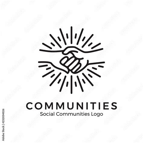 logo holding hands. community logo with monoline style Stock Vector ...