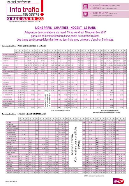 Nouveau plan de transport de mardi à vendredi Paris Chartres fr