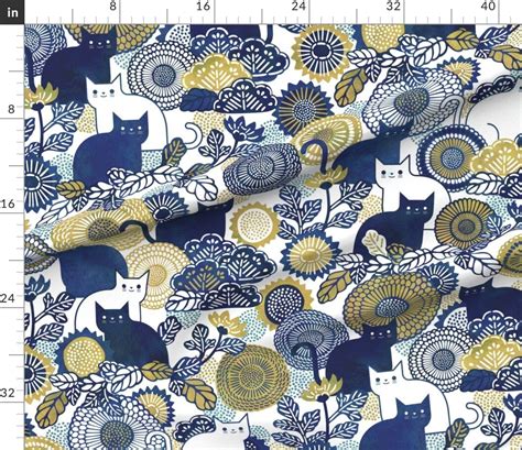 Petal Signature Cotton By The Yard Or Fat Quarter Cat Vintage Floral