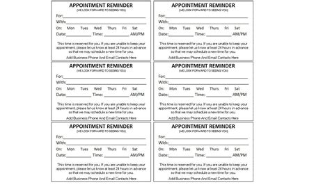 Editable Appointment Reminder Card Template Diy Editable Cards