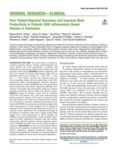 PDF Poor Patient Reported Outcomes And Impaired Work Productivity In