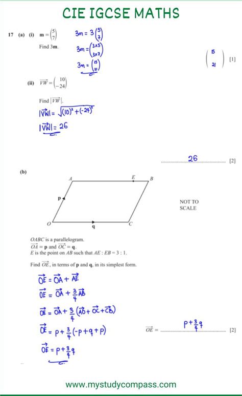 Cie Igcse Maths 0580 21 M J 20 Solved Past Paper Question 17 Igcse Maths Math Maths