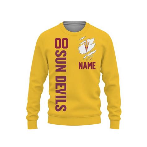 Arizona State Sun Devils Name Personalized Gold Sweatshirt 3D Printed