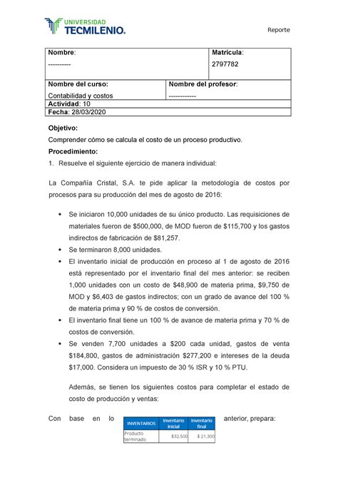 Act De Conta Nombre Matr Cula Nombre Del Curso