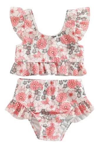 Traje De Baño pz Bañador Bikini Flores Para Bebé Y Niña MercadoLibre