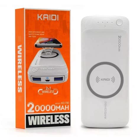 Power Bank Portátil Sem Fio Wireless Kaidi Kd 790 20000mah 2 Em 1