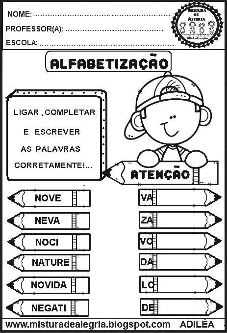 ATIVIDADES DE ALFABETIZAÇÃO 3º ANO FORMAÇÃO DE PALAVRAS Mistura de