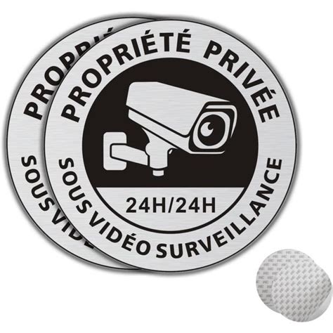 Panneau Propriete Privee Sous Vidéo Surveillance Diamètre 167 Mm En