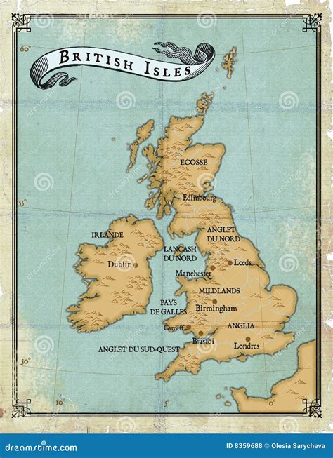 Age Old Map British Isles Stock Illustration Illustration Of Geography