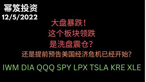 第715期「幂笈投资」大盘暴跌！ 关注这个板块，它的周线会告诉你这周到底是洗盘震仓，还是美国经济危机真的来临了 波段做多的点位和个股推荐 Iwm Dia Qqq Spy