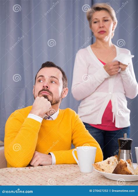 Mature Mother And Son Quarrel Stock Photo Image Of Threatening Solve