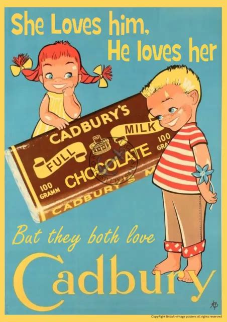 Vintage Poster Cadburys Chocolate Advert S Retro Turquoise Art